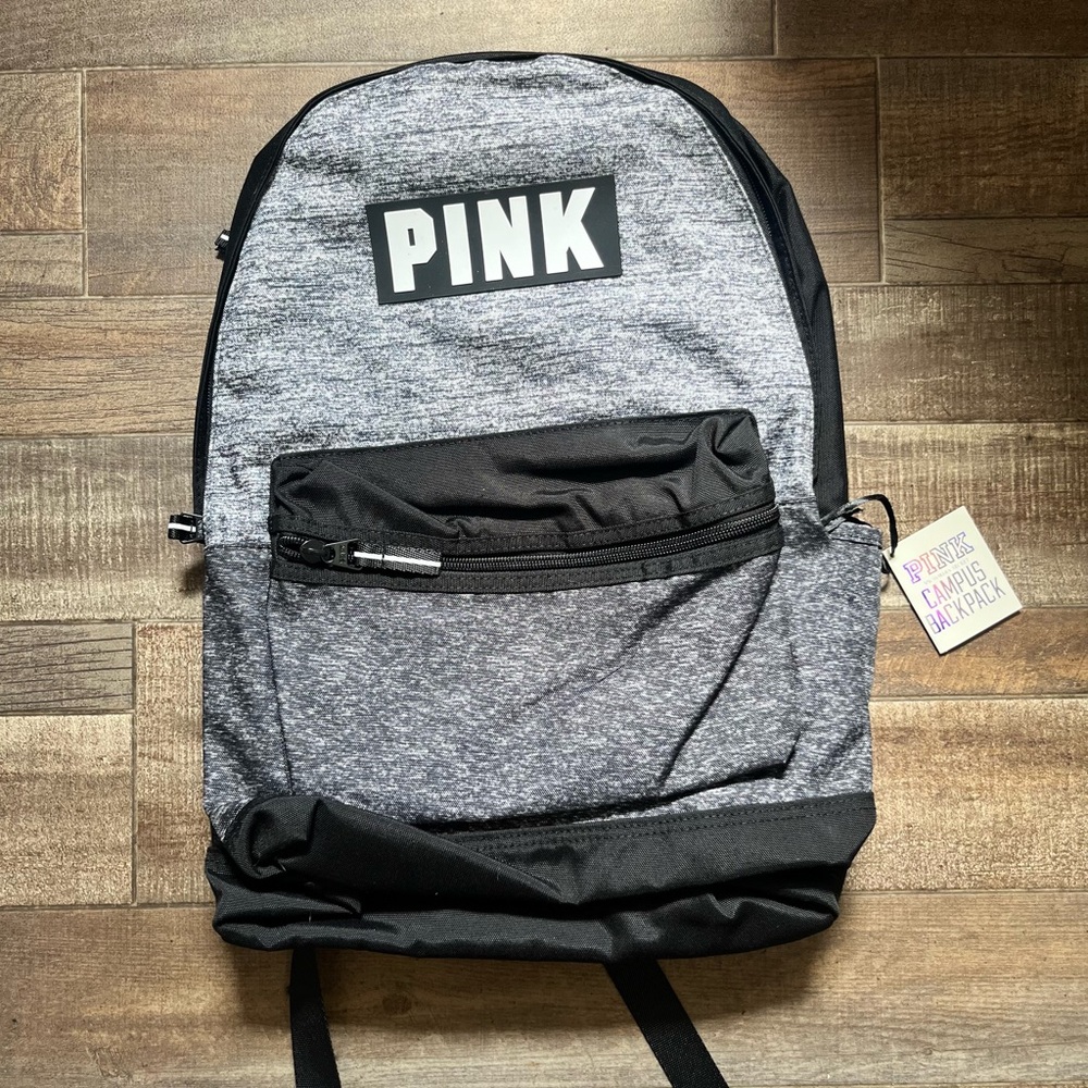 Victoria's Secret Pink Classic Grey Canvas Campus Student Backpack VS